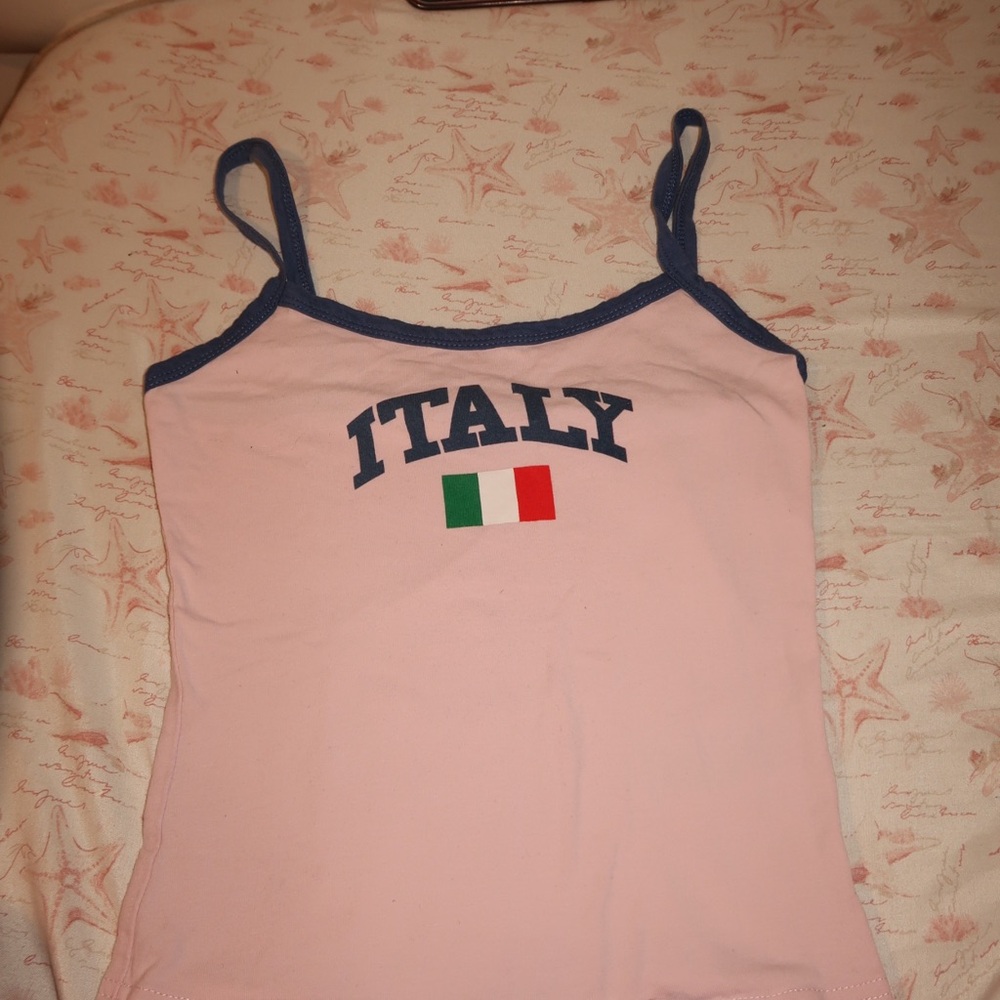Edikted Italy Graphic Pink Tank Top
